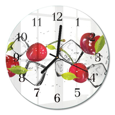 Runde wanduhr aus glas Kirscheis