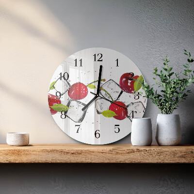 Runde wanduhr aus glas Kirscheis