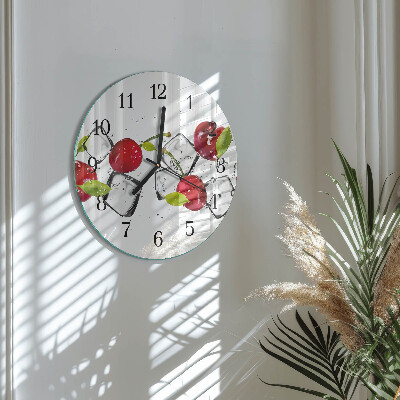 Runde wanduhr aus glas Kirscheis