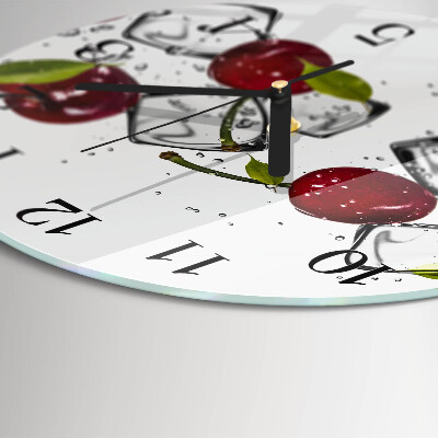 Runde wanduhr aus glas Kirscheis