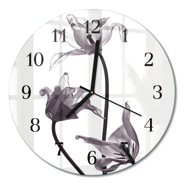 Glas wanduhr mit motiv rund Blumen