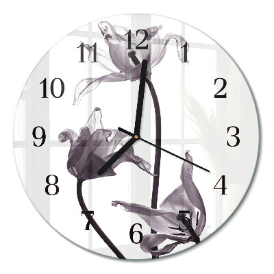 Glas wanduhr mit motiv rund Blumen