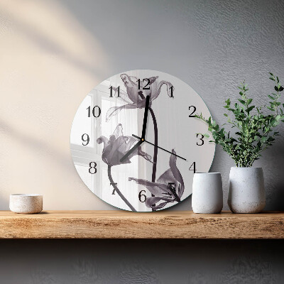 Glas wanduhr mit motiv rund Blumen