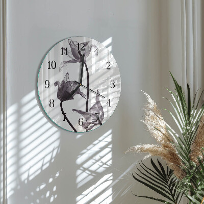 Glas wanduhr mit motiv rund Blumen