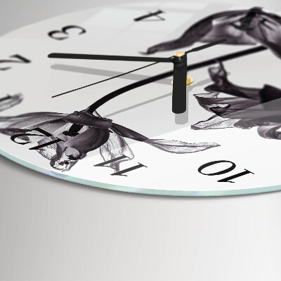 Glas wanduhr mit motiv rund Blumen