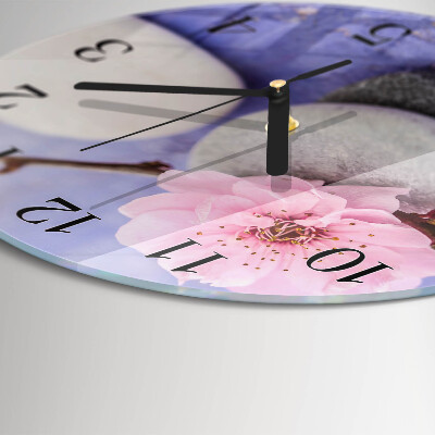 Wanduhr glas rund Steine