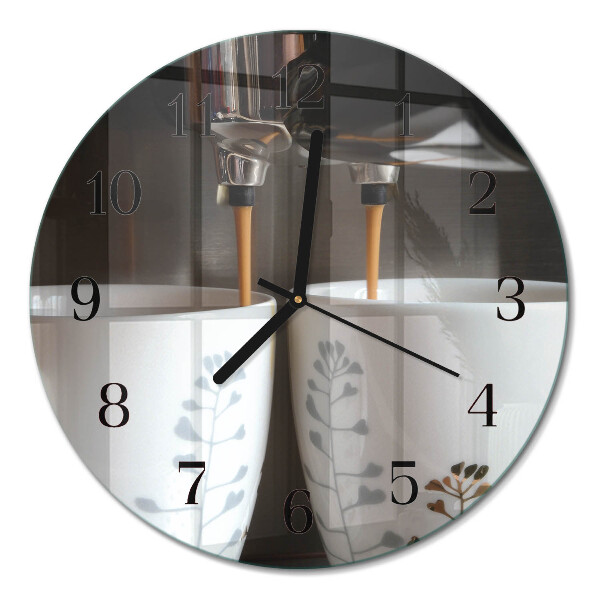 Glas wanduhr mit motiv rund Kaffeemaschine