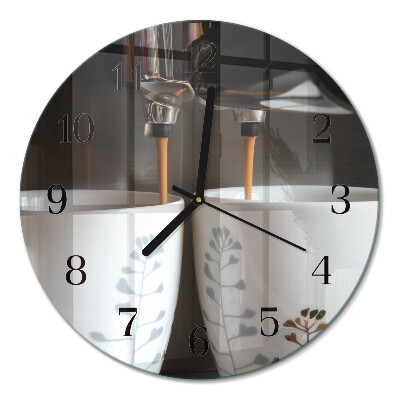 Glas wanduhr mit motiv rund Kaffeemaschine