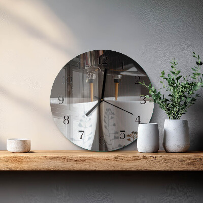 Glas wanduhr mit motiv rund Kaffeemaschine