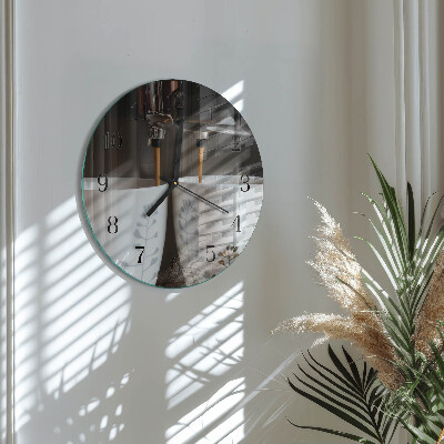 Glas wanduhr mit motiv rund Kaffeemaschine