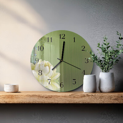 Runde wanduhr Lilie