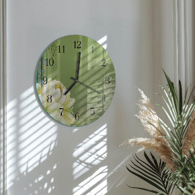 Runde wanduhr Lilie