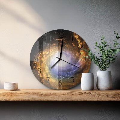 Runde wanduhr aus glas Kosmos