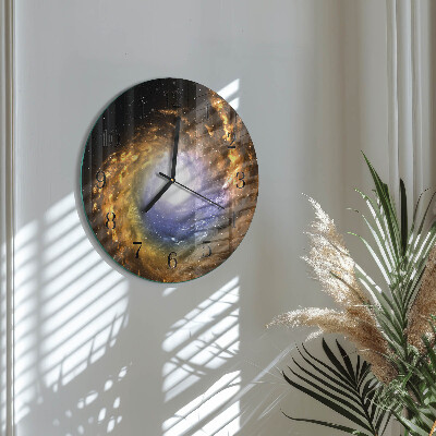 Runde wanduhr aus glas Kosmos