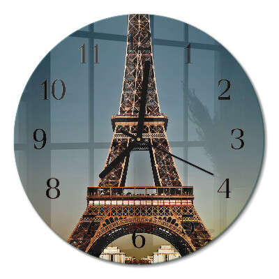 Glas wanduhr mit motiv rund Eiffelturm