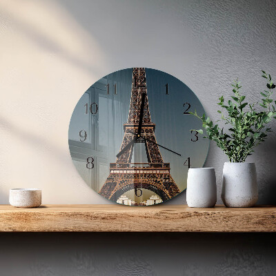 Glas wanduhr mit motiv rund Eiffelturm