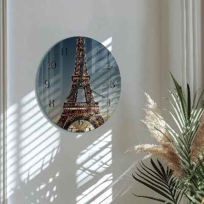 Glas wanduhr mit motiv rund Eiffelturm