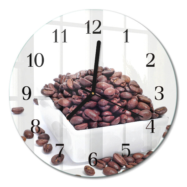 Wanduhr glas rund Kaffeebohnen