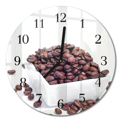 Wanduhr glas rund Kaffeebohnen