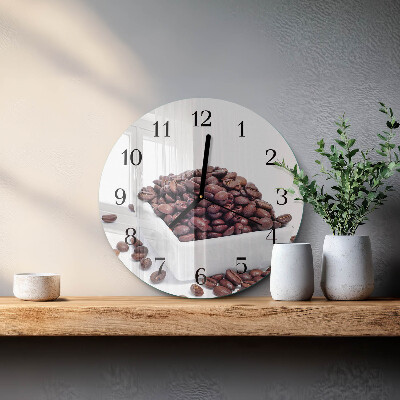 Wanduhr glas rund Kaffeebohnen
