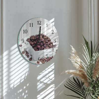 Wanduhr glas rund Kaffeebohnen