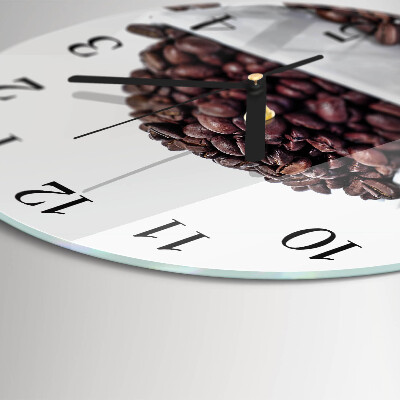Wanduhr glas rund Kaffeebohnen