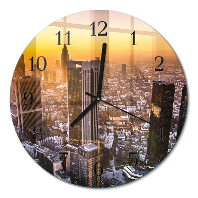 Runde wanduhr aus glas Sonnenuntergang