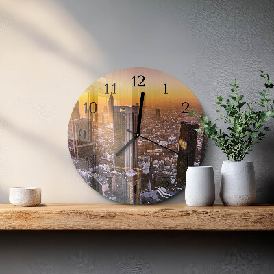 Runde wanduhr aus glas Sonnenuntergang