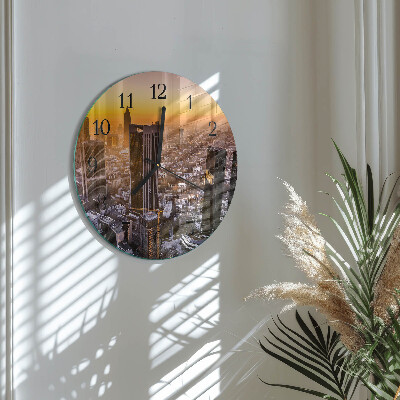 Runde wanduhr aus glas Sonnenuntergang