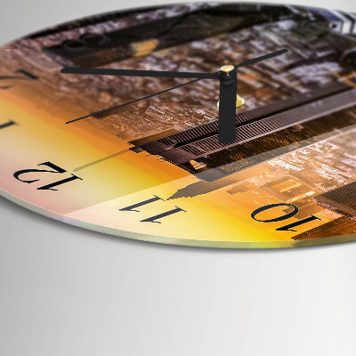 Runde wanduhr aus glas Sonnenuntergang