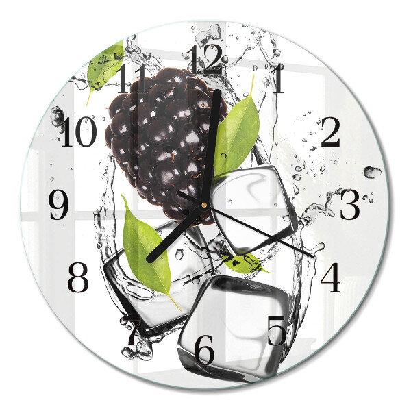 Wanduhr glas rund Brombeere