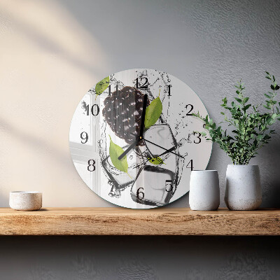 Wanduhr glas rund Brombeere