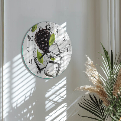 Wanduhr glas rund Brombeere
