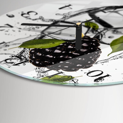 Wanduhr glas rund Brombeere