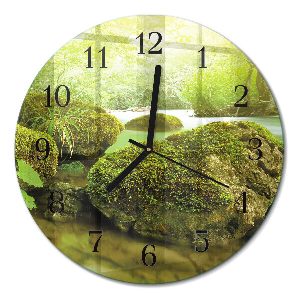 Runde wanduhr aus glas Natur