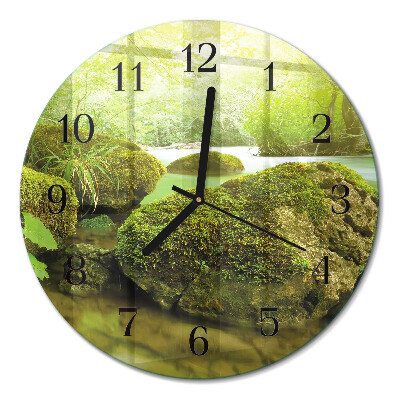 Runde wanduhr aus glas Natur