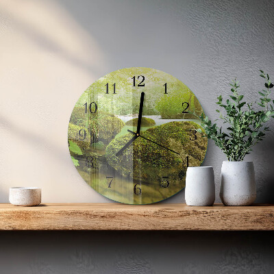 Runde wanduhr aus glas Natur