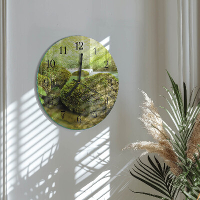 Runde wanduhr aus glas Natur
