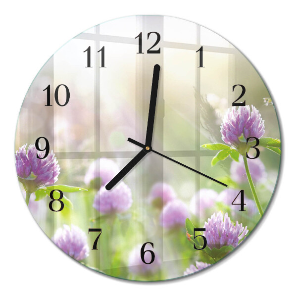 Glas wanduhr mit motiv rund Blumen