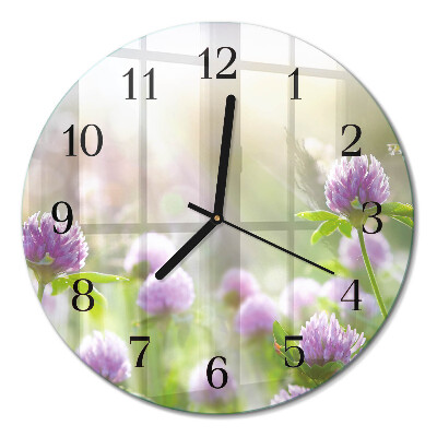 Glas wanduhr mit motiv rund Blumen