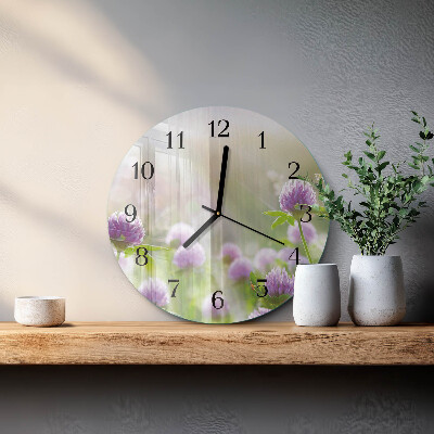 Glas wanduhr mit motiv rund Blumen