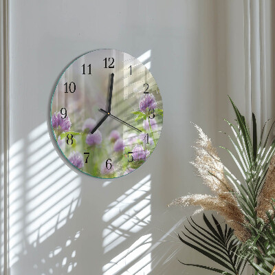 Glas wanduhr mit motiv rund Blumen