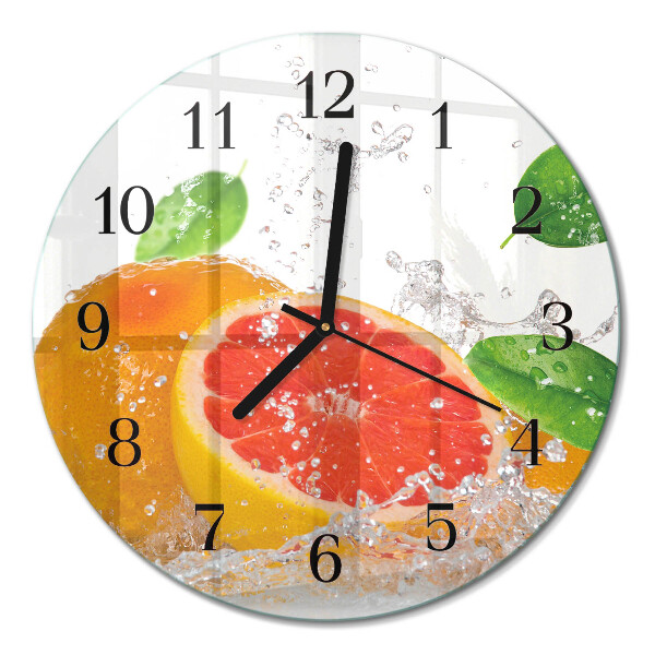 Wanduhr glas rund Grapefruit