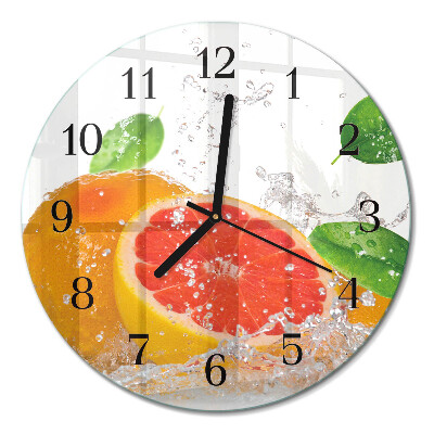 Wanduhr glas rund Grapefruit
