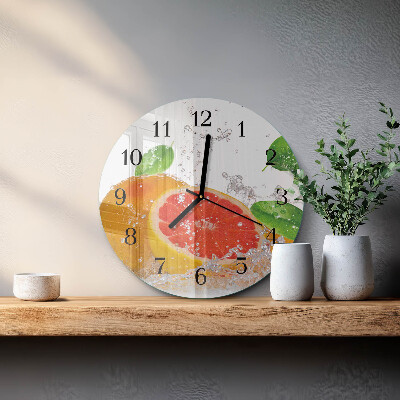 Wanduhr glas rund Grapefruit