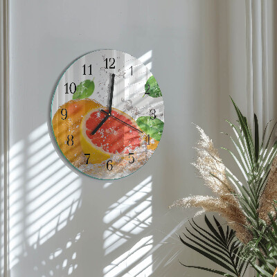 Wanduhr glas rund Grapefruit