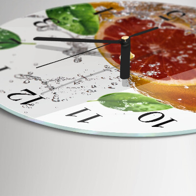 Wanduhr glas rund Grapefruit