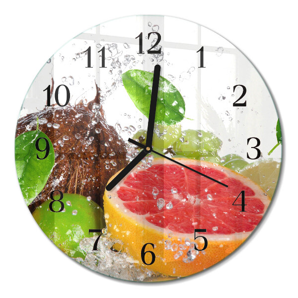 Runde wanduhr aus glas Obst