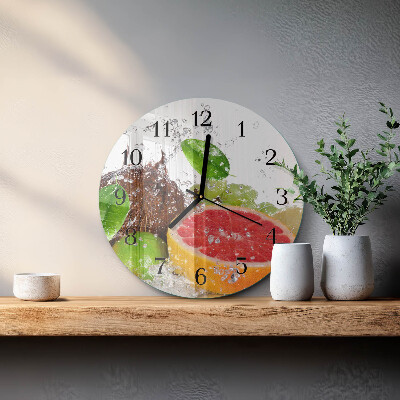 Runde wanduhr aus glas Obst