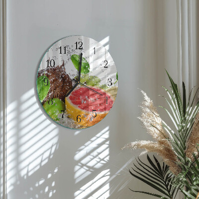 Runde wanduhr aus glas Obst